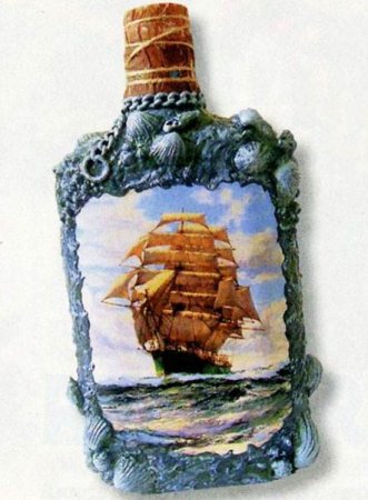 Декупаж бутылки в морском стиле
